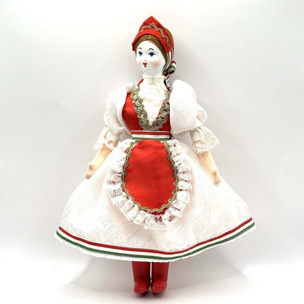 Hungarian Souvenir Folk Art Doll‎ Hand Painted Porcelain head